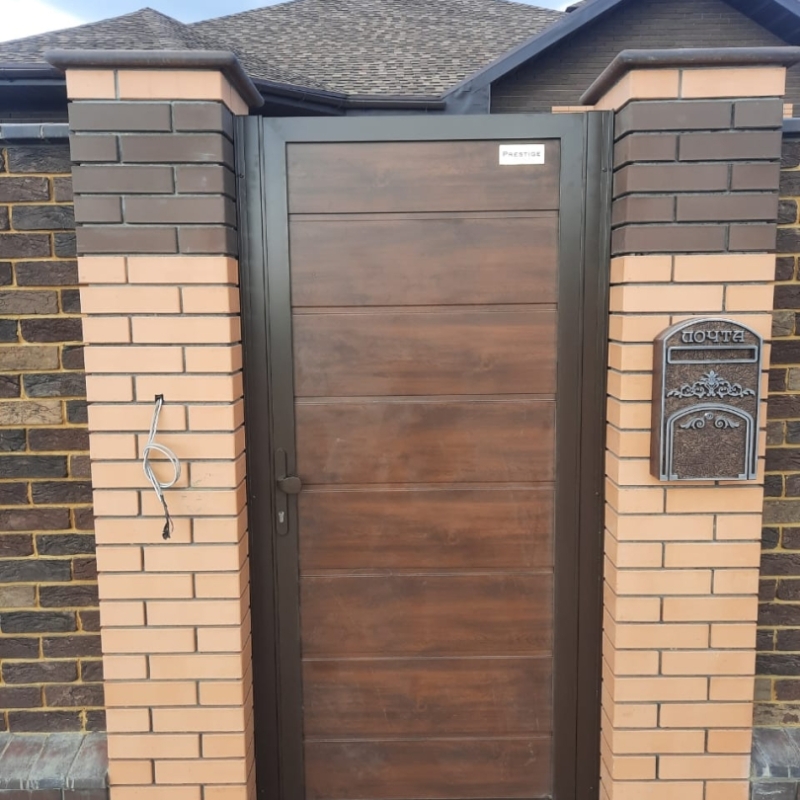 Калитка Prestige RAL8014 1000х2100 цвет заполнения тёмный дуб Марди Старый Оскол