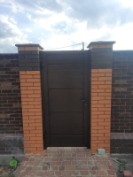 Калитка Prestige RAL8014 1000х2100 цвет заполнения тёмный дуб Марди Истра