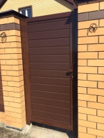 Откатные ворота Prestige 4100x2010 и калитка Prestige 910x2010 RAL 8017 Марди Истра