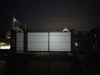 Секционные гаражные ворота Prestige 2610X2400, откатные ворота 4000X2030 и калитка 1005X2030 RAL7024 серый графитовый Марди Белгород