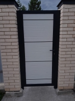 Въездные откатные ворота Prestige 4800х1905 и калитка Prestige 820х1905 RAL 7016 серый антрацит Марди Белгород