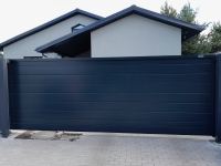 Въездные откатные ворота Prestige 4800х1905 и калитка Prestige 820х1905 RAL 7016 серый антрацит Марди Белгород