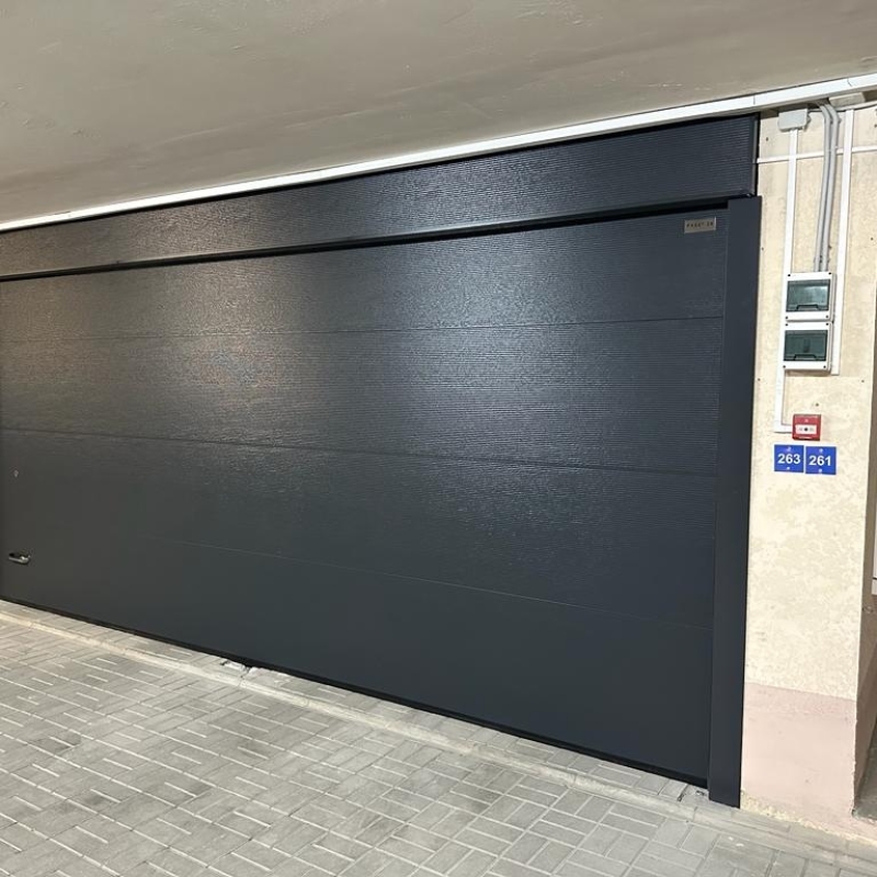 Секционные гаражные ворота Prestige 4100х2290 RAL 7024 серый графитовый микроволна Марди Старый Оскол