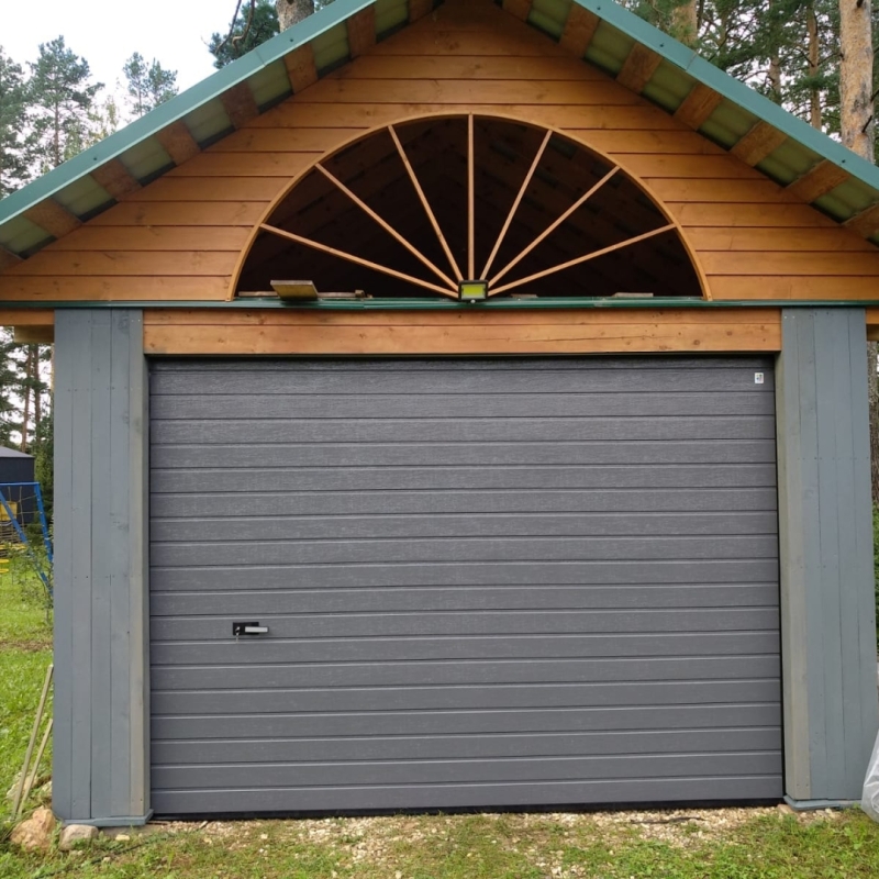 Автоматические секционные ворота Trend 2805х2245 с ригельным замком RAL 7024 серый графитовый Марди Старый Оскол