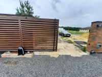 Въездные откатные ворота 3600х2050 цвет рамы RAL 8014 коричневый с автоматикой Марди Белгород