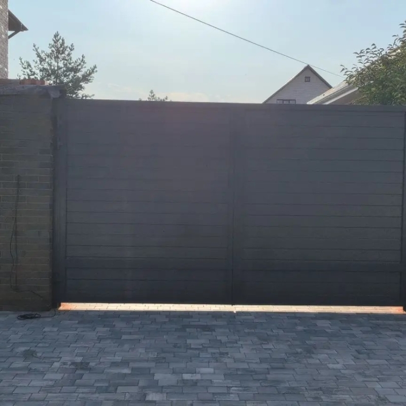 Ворота распашные 4026X2330 и калитка 1105X2310 цветом RAL7024 Серый графитовый Марди Старый Оскол